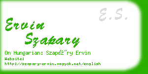 ervin szapary business card